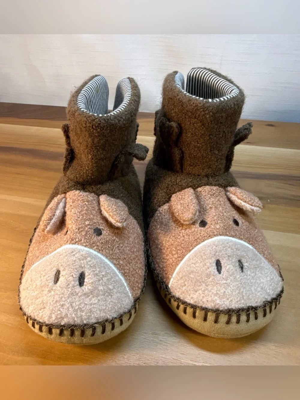 New Hanna Andersson Critter Moose Slippers Bootie Sherpa Fleece Sz 13-1 Wool